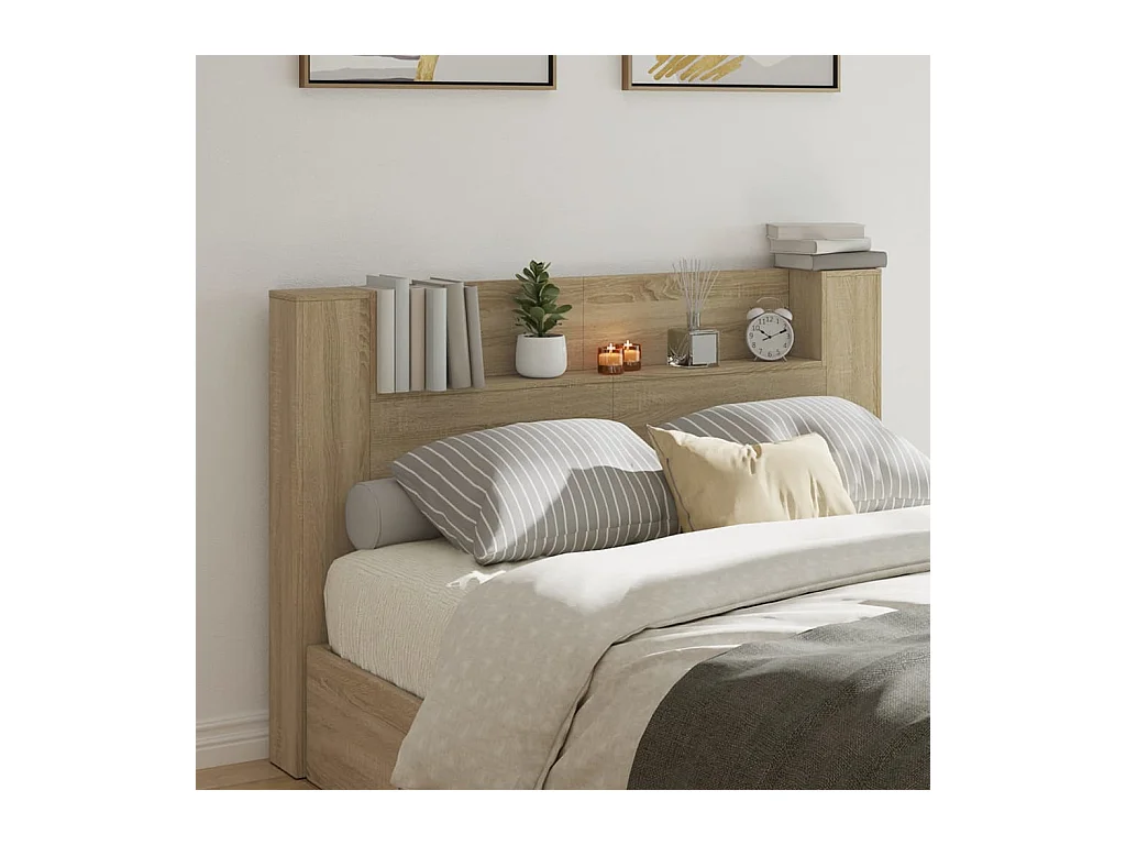 LED-Kopfteil mit Ablage Sonoma-Eiche 160x16,5x103,5 cm