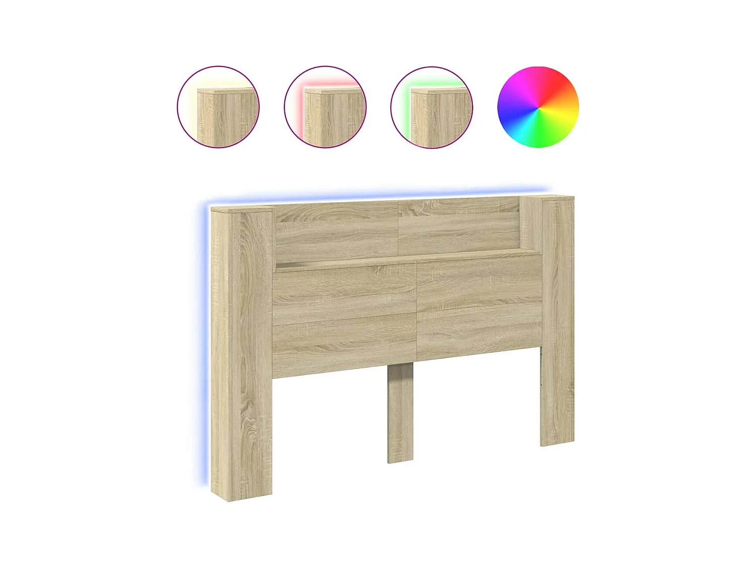 LED-Kopfteil mit Ablage Sonoma-Eiche 160x16,5x103,5 cm