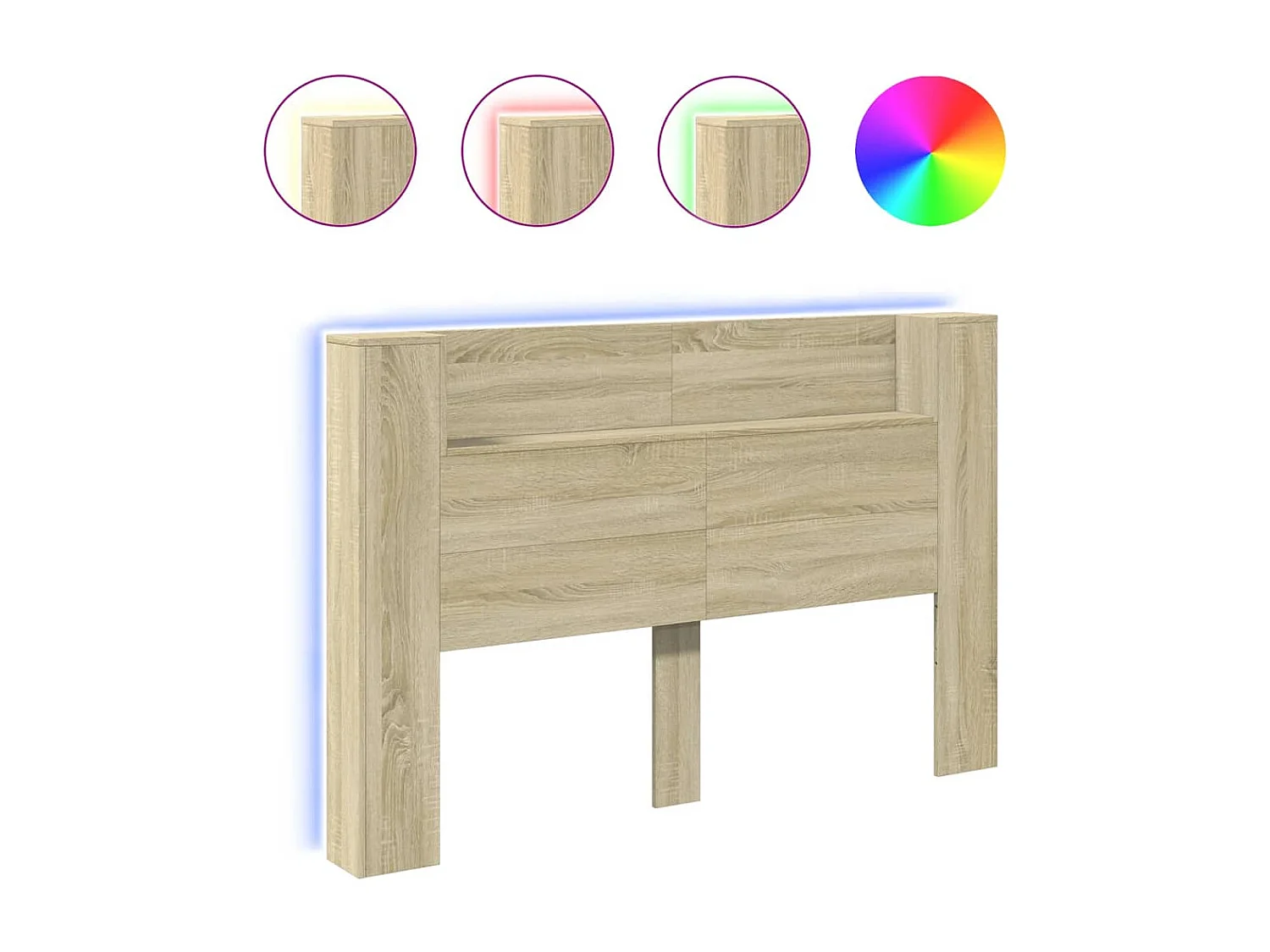 LED-Kopfteil mit Ablage Sonoma-Eiche 160x16,5x103,5 cm