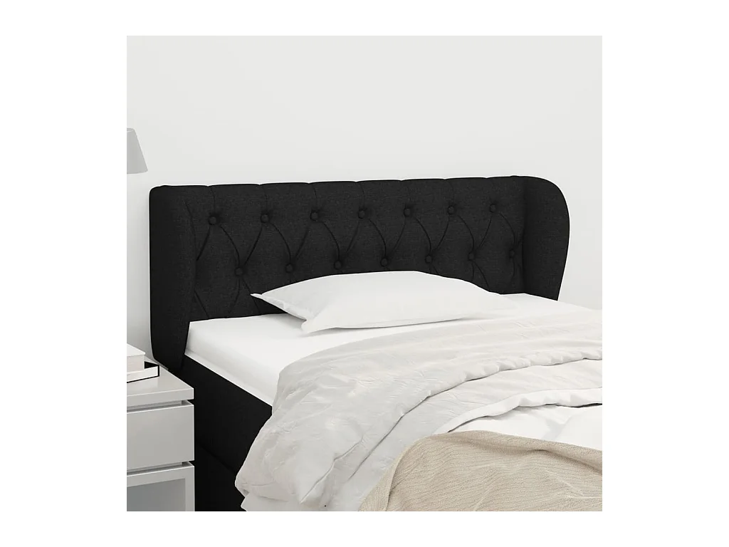 Tête de lit avec oreilles Noir 103x23x78/88 cm Tissu