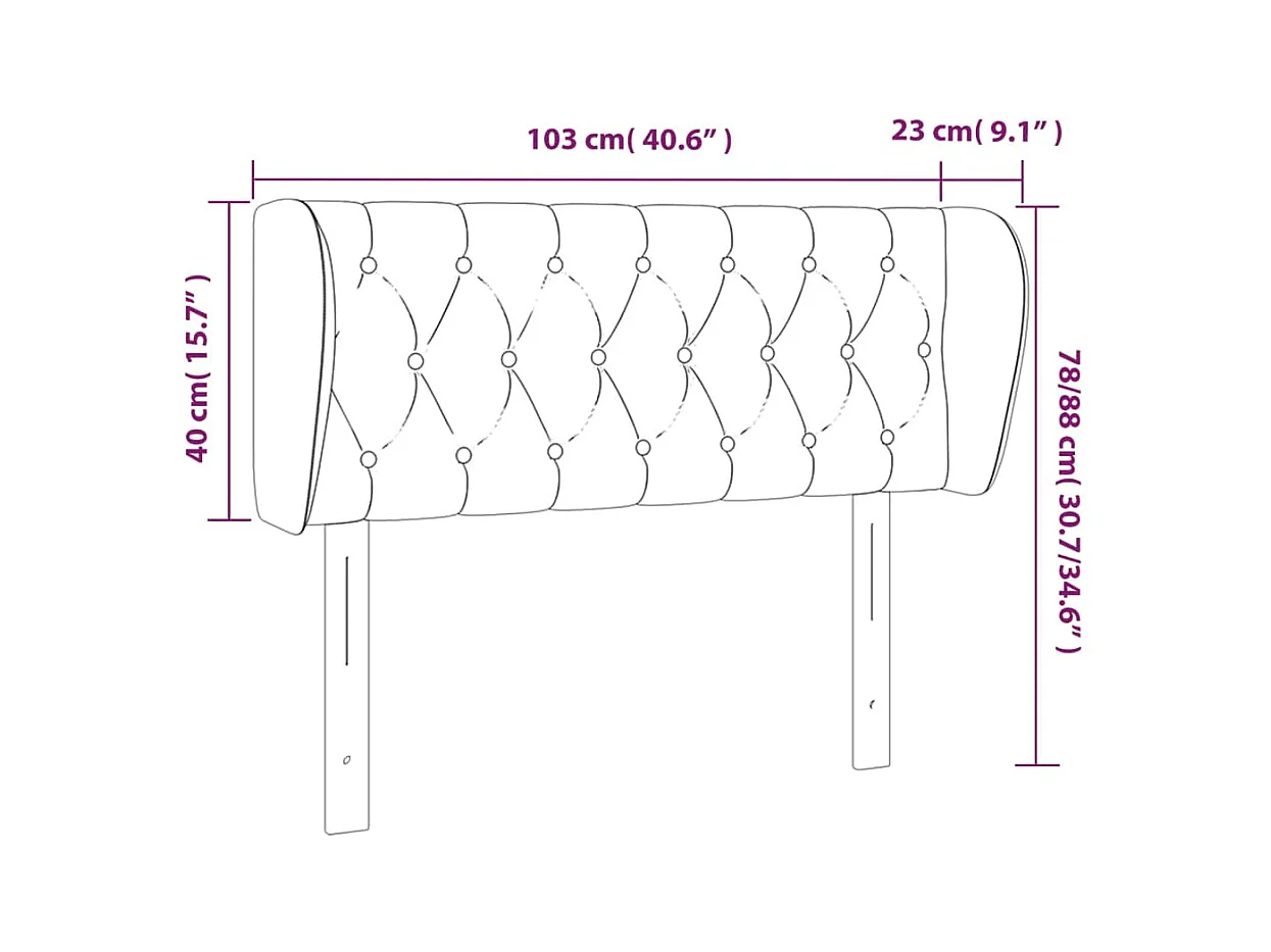 Hoofdbord met randen 103x23x78/88 cm stof zwart