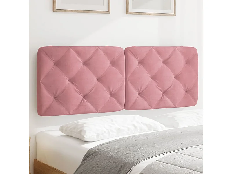 Coussin de tête de lit rose 120 cm velours