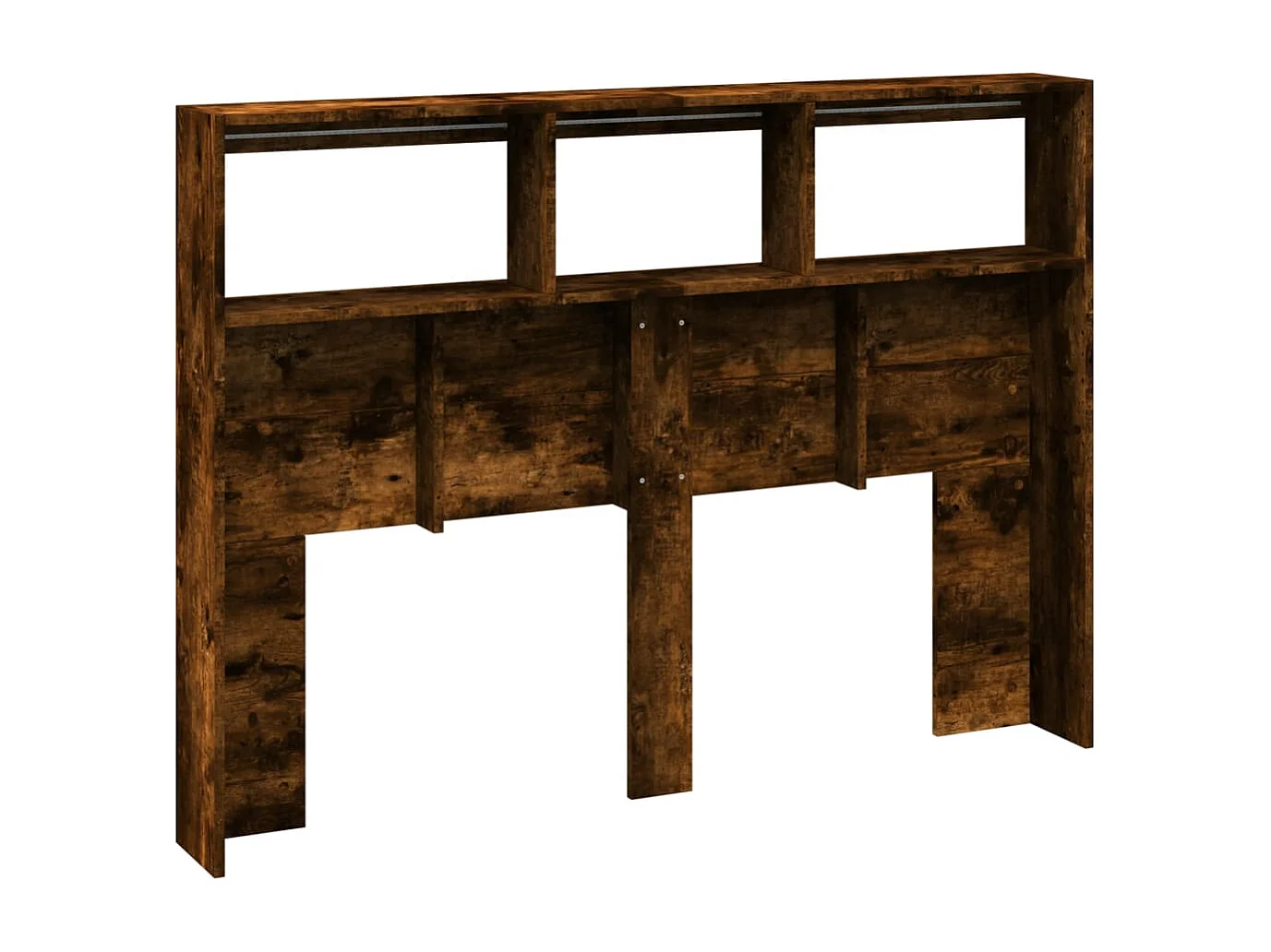 Testiera con Contenitore a LED Rovere Fumo 140x17x102 cm