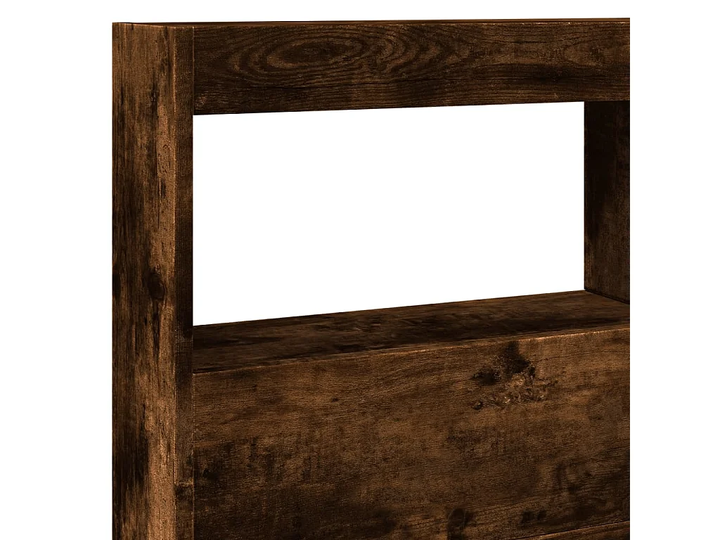 Testiera con Contenitore a LED Rovere Fumo 140x17x102 cm