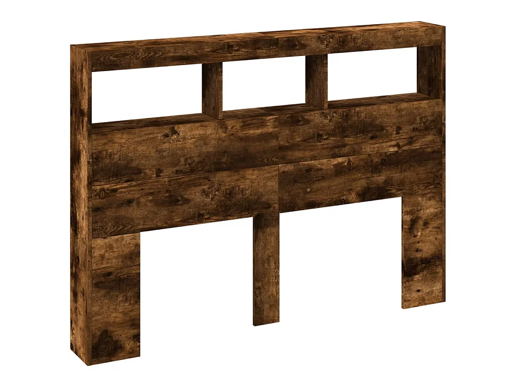 Armoire tête de lit avec LED chêne fumé 140x17x102 cm