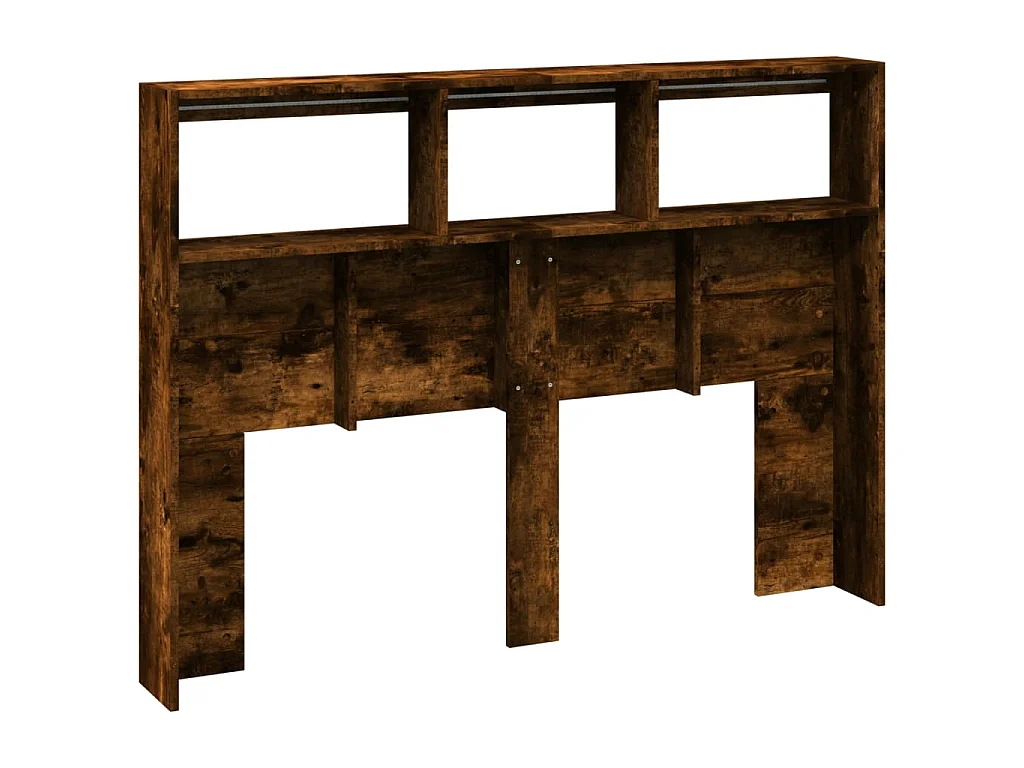 Armoire tête de lit avec LED chêne fumé 140x17x102 cm