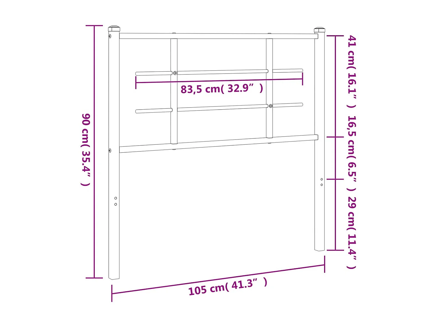 Cabeceira de cama 100 cm metal preto