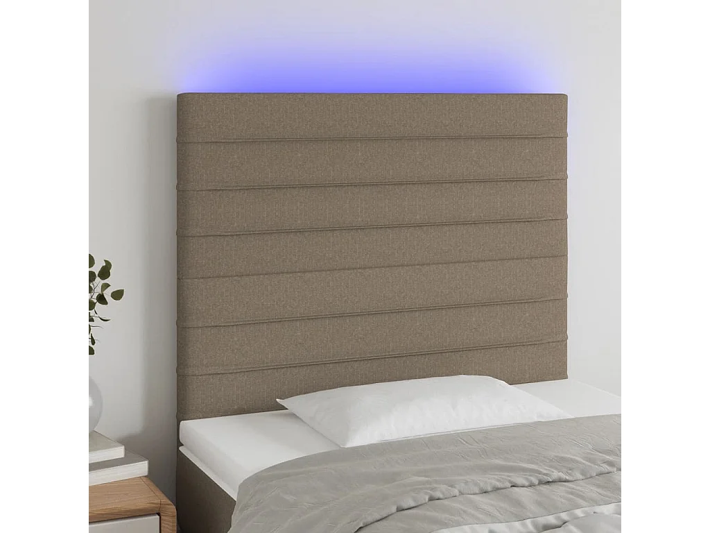 Cabeceira cama c/ LED tecido 80x5x118/128 cm cinza-acastanhado