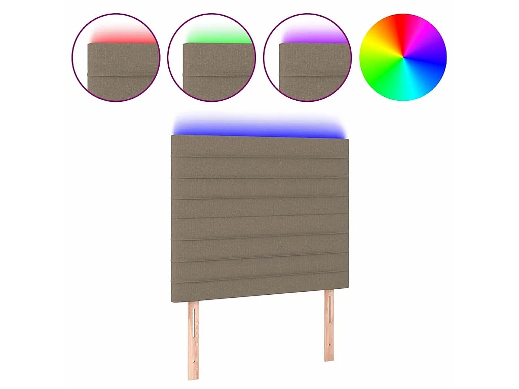 LED Kopfteil Taupe 80x5x118/128 cm Stoff