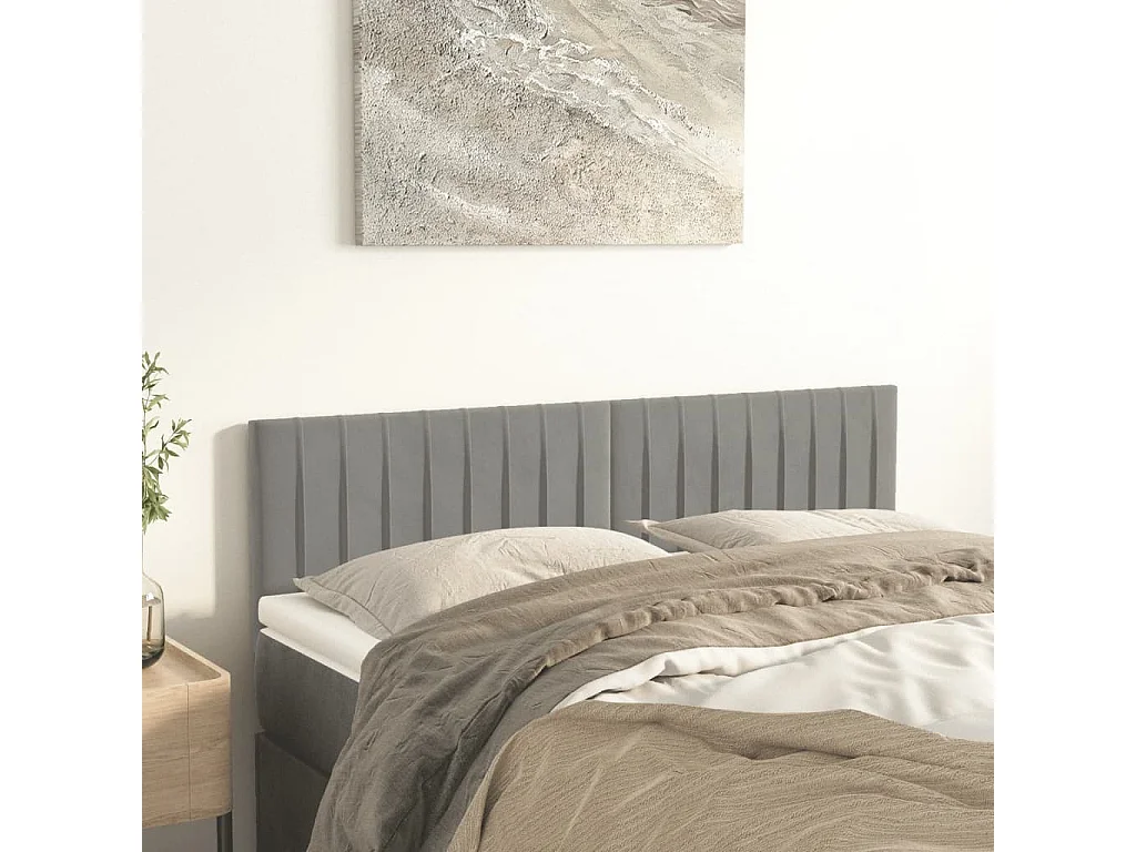 Têtes de lit 2 pcs Gris clair 72x5x78/88 cm Velours
