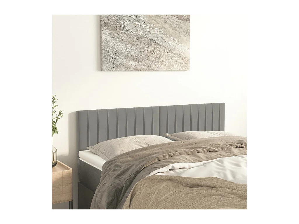 Hoofdborden 2 st 72x5x78/88 cm fluweel lichtgrijs