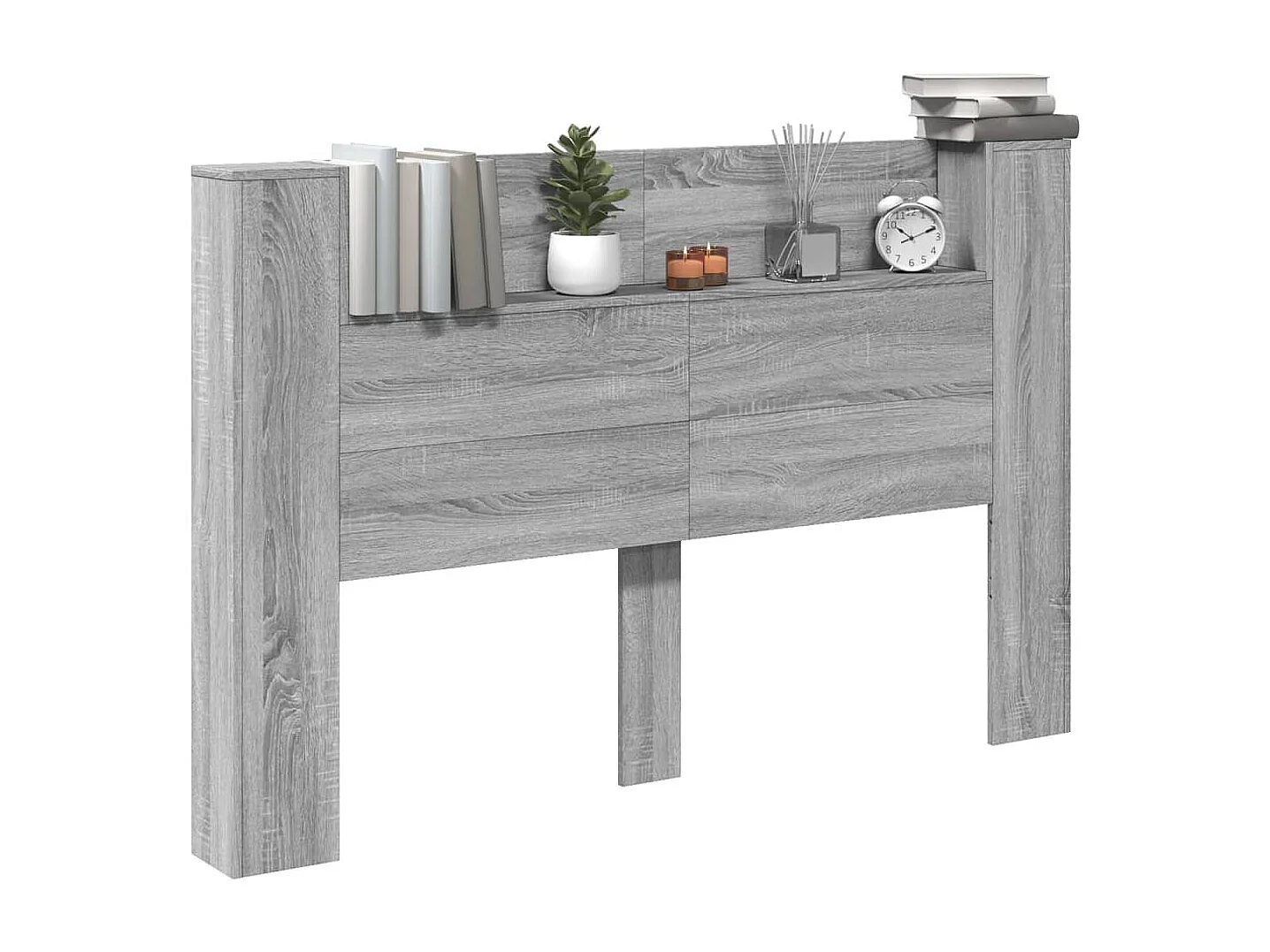 Armoire tête de lit avec LED sonoma gris 160x16,5x103,5 cm