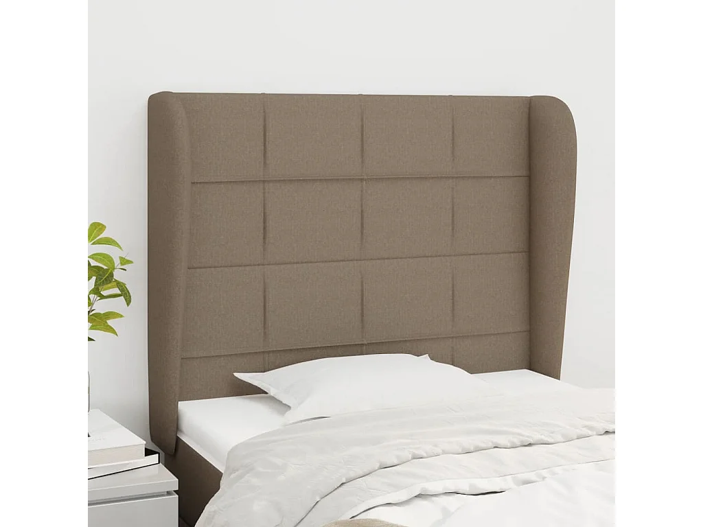 Tête de lit avec oreilles Taupe 93x23x118/128 cm Tissu