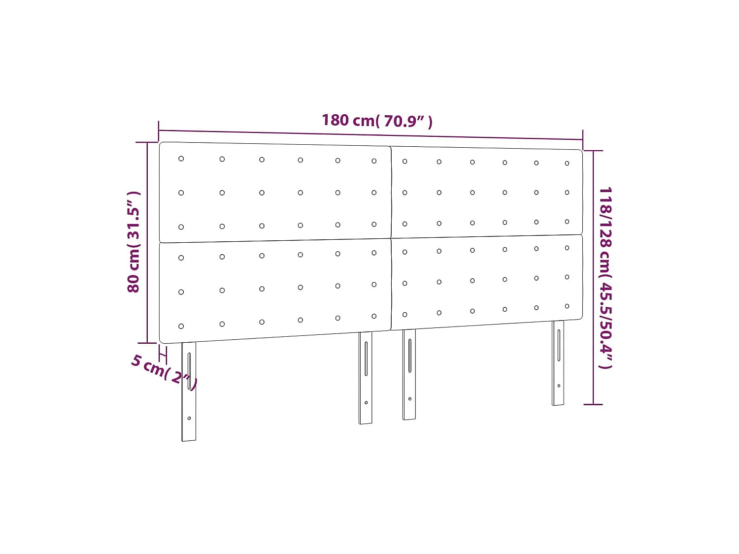 Têtes de lit 4 pcs Gris clair 90x5x78/88 cm Tissu