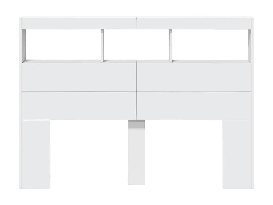 Testiera con Contenitore a LED Bianca 140x17x102 cm