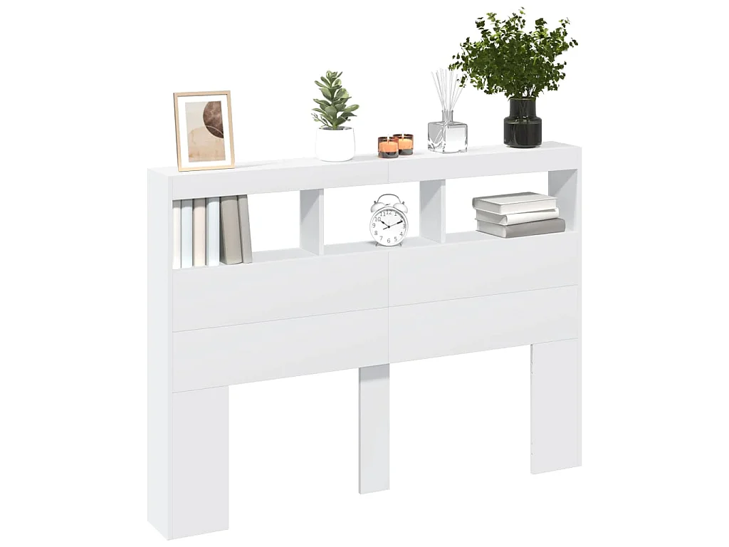 Armoire tête de lit avec LED blanc 140x17x102 cm