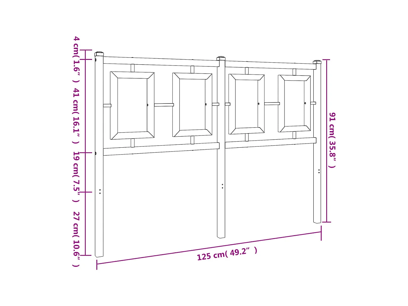 Testiera in Metallo Nero 120 cm