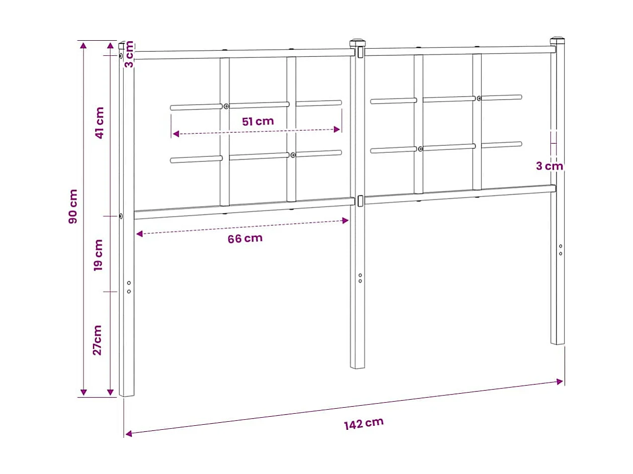 Tête de lit de remplacement métal blanc 135 cm