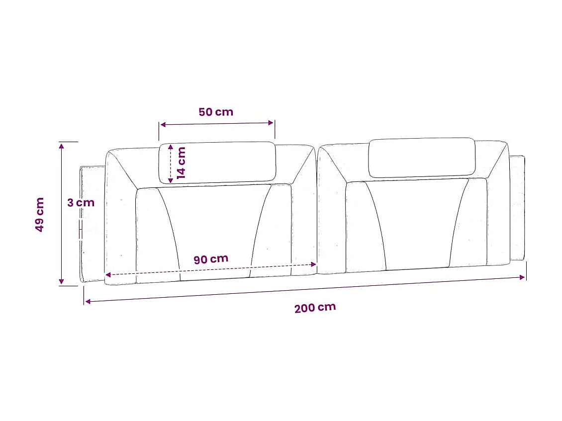 Hoofdbordkussen "Viana" 200 cm kunstleer cappuccinokleurig