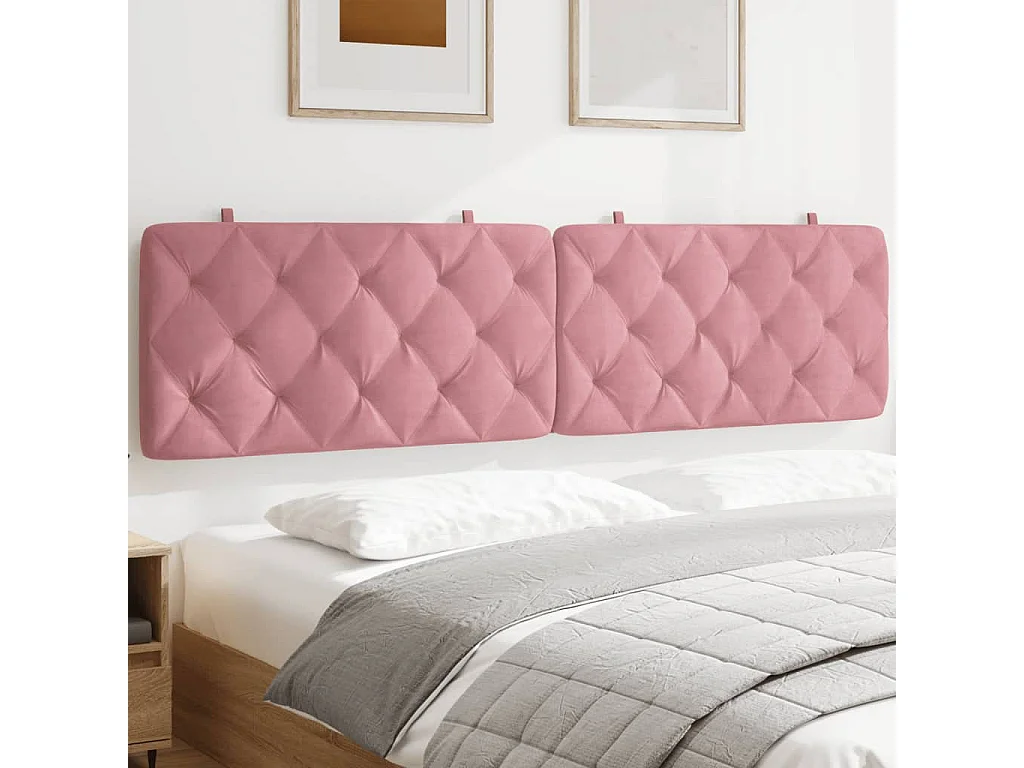 Coussin de tête de lit rose 200 cm velours