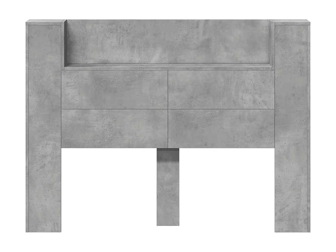 LED-Kopfteil mit Ablagen Betongrau 140x16,5x103,5 cm