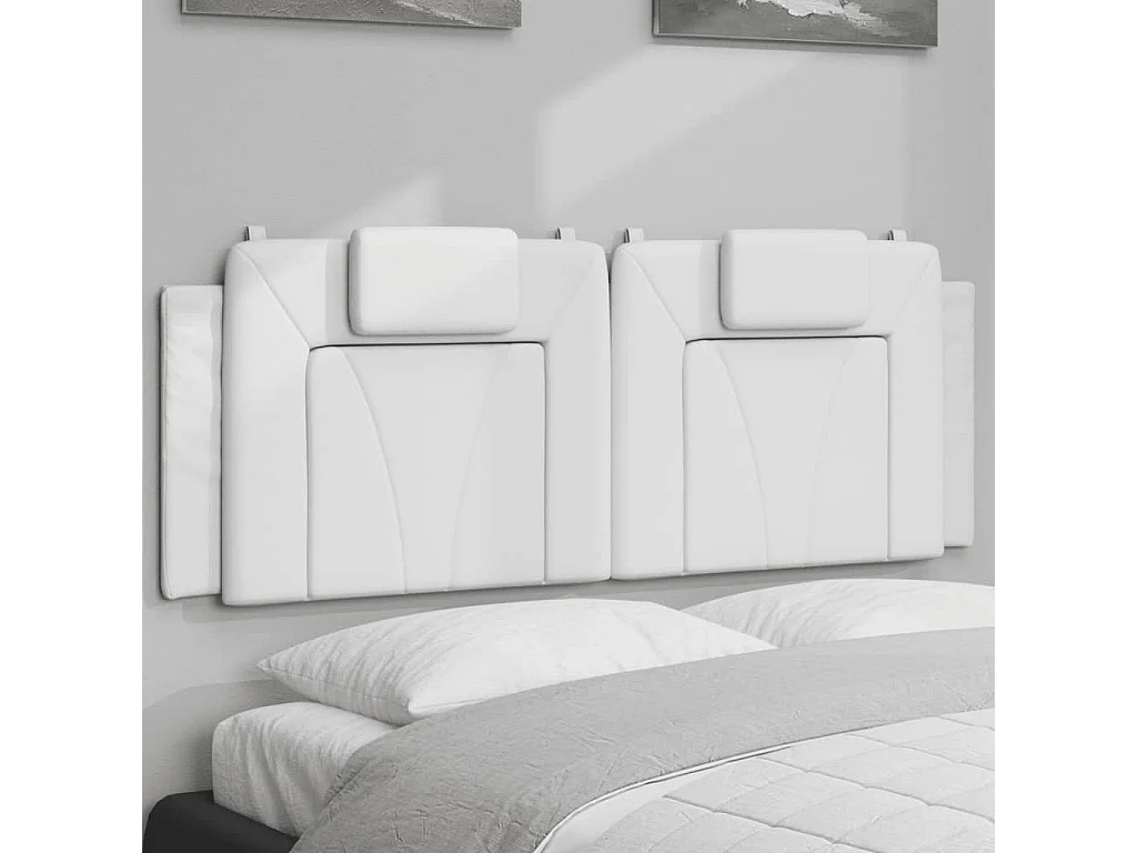 Cabecero de cama acolchado Viana cuero sintético blanco 120 cm