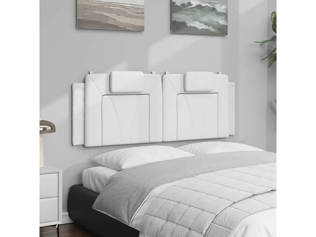 Cabecero de cama acolchado Viana cuero sintético blanco 120 cm