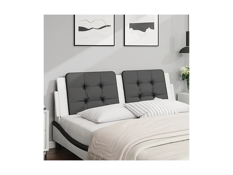 Kopfteil-Kissen "Zadar" Schwarz und Weiß 160 cm Kunstleder