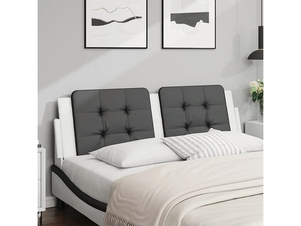 Hoofdbordkussen "Zadar" 160 cm kunstleer zwart en wit