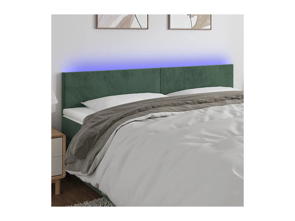 Tête de lit à LED Vert foncé 180x5x78/88 cm Velours