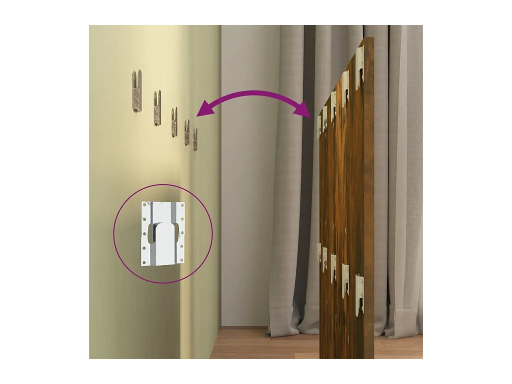 Tête de lit avec armoires Chêne fumé Bois d'ingénierie