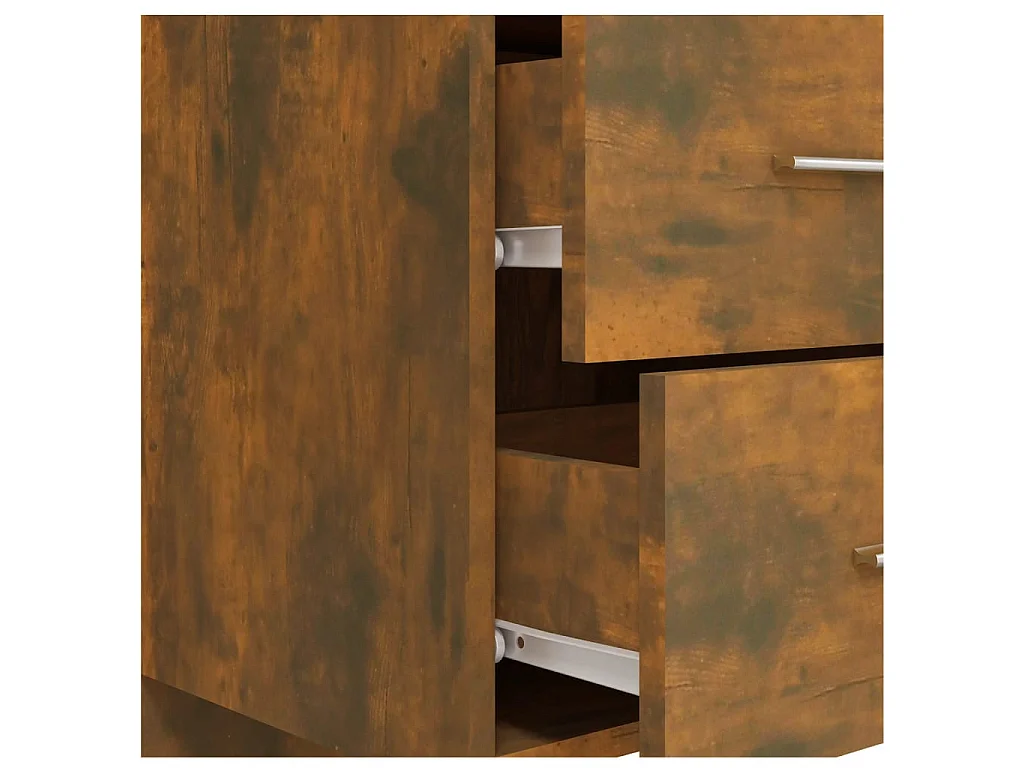 Hoofdbord met kastjes bewerkt hout gerookt eikenkleurig