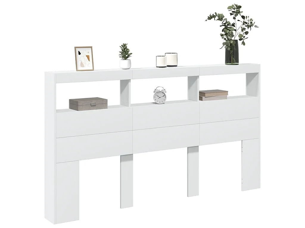 Armário de cabeceira com luzes LED 180x17x102 cm branco