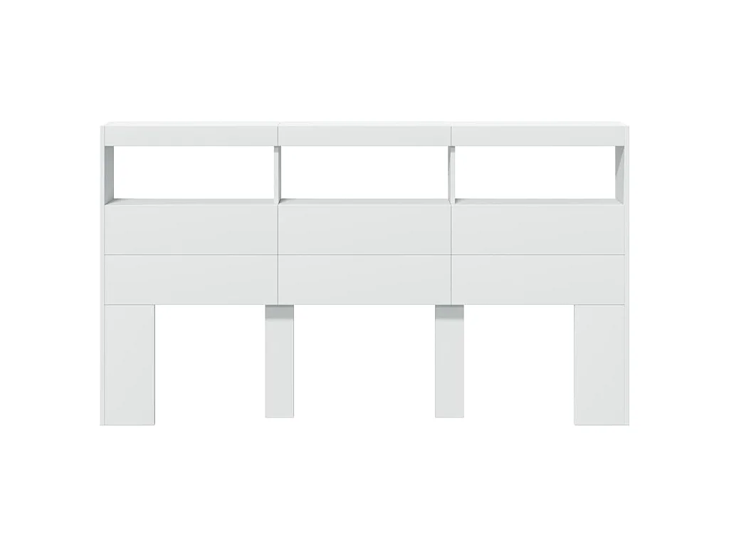 Armário de cabeceira com luzes LED 180x17x102 cm branco