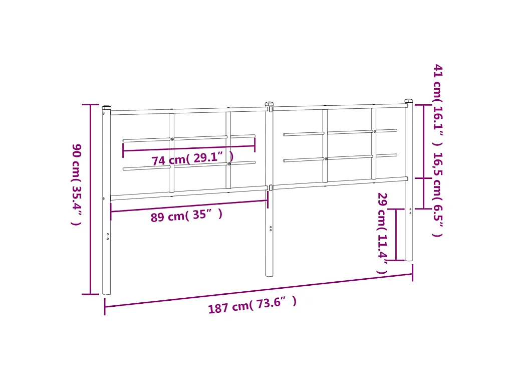 Tête de lit de remplacement métal noir 180 cm