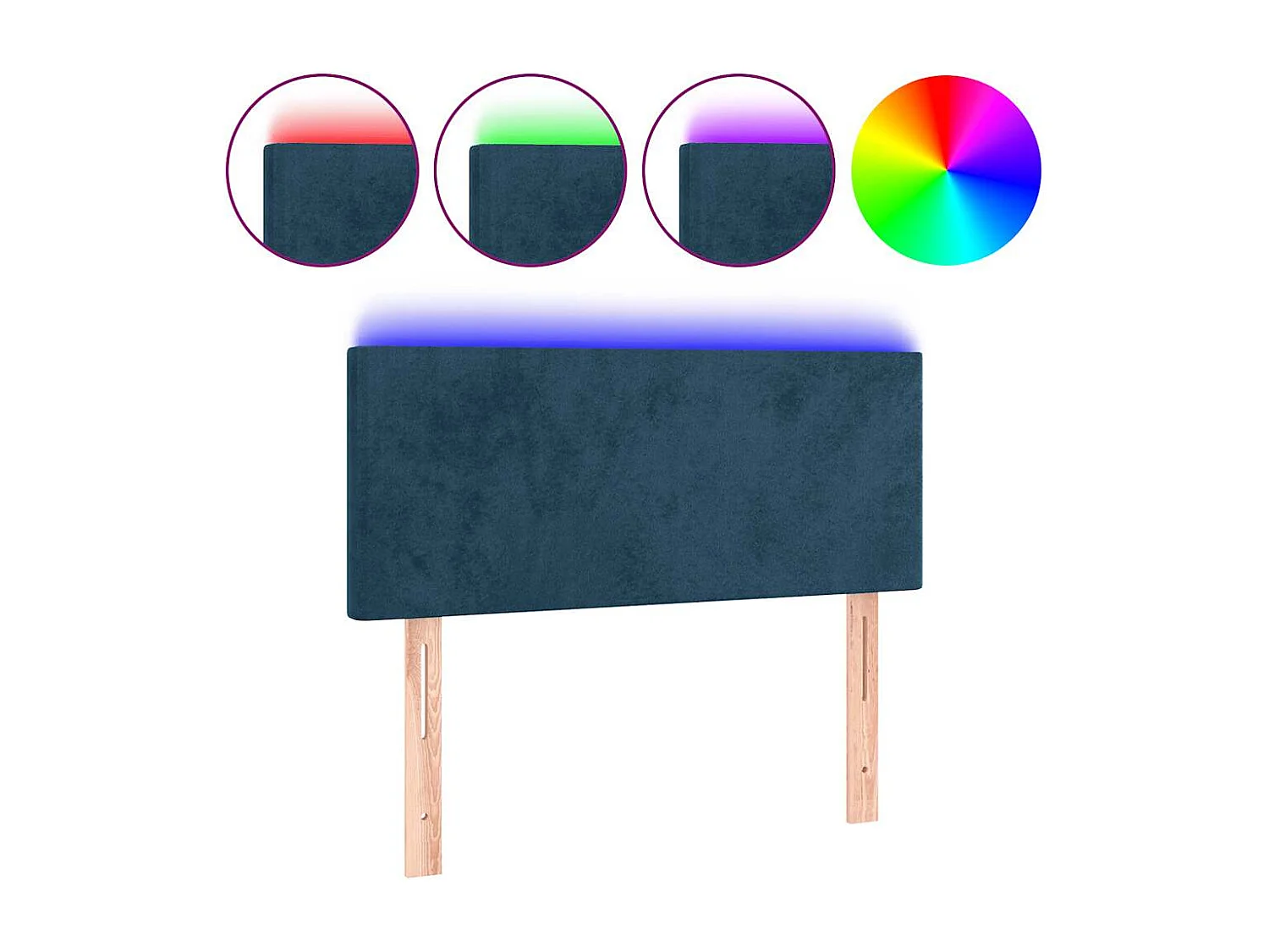 Testiera a LED Blu Scuro 100x5x78/88 cm in Velluto