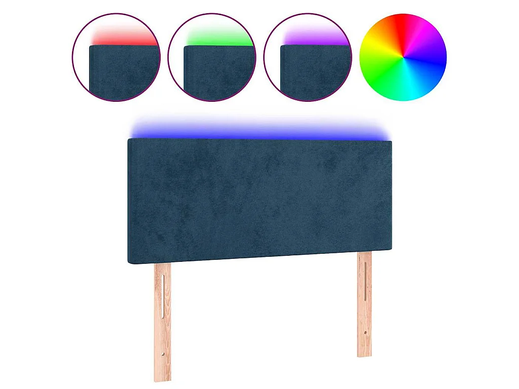 Tête de lit à LED Bleu foncé 100x5x78/88 cm Velours
