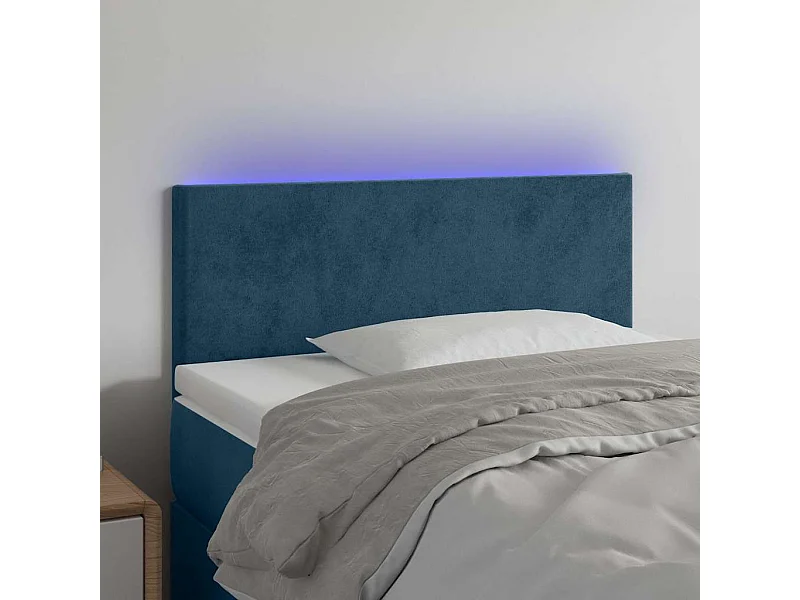 Tête de lit à LED Bleu foncé 100x5x78/88 cm Velours