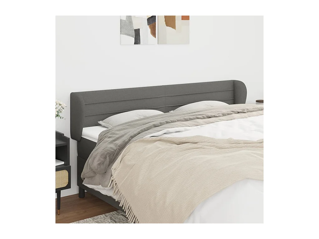 Tête de lit avec oreilles Gris foncé 183x23x78/88 cm Tissu