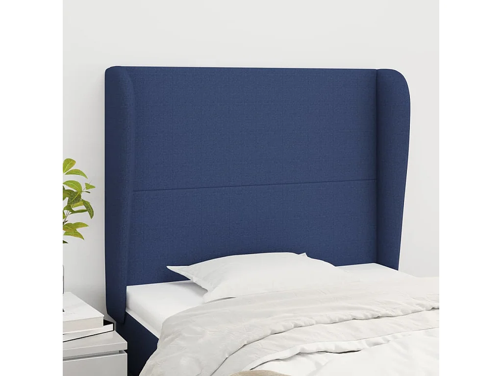 Tête de lit avec oreilles Bleu 83x23x118/128 cm Tissu
