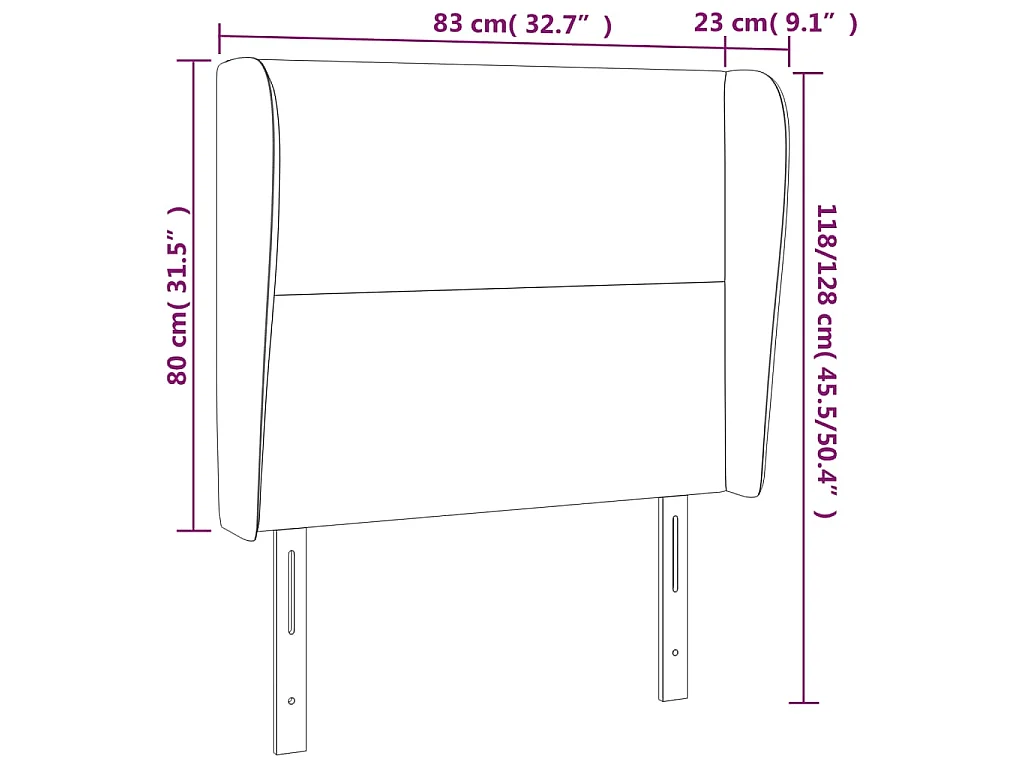 Tête de lit avec oreilles Bleu 83x23x118/128 cm Tissu