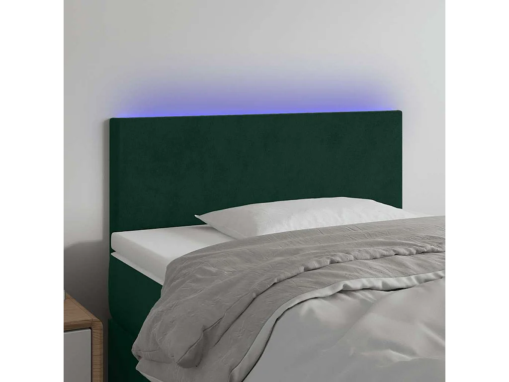Tête de lit à LED Vert foncé 100x5x78/88 cm Velours