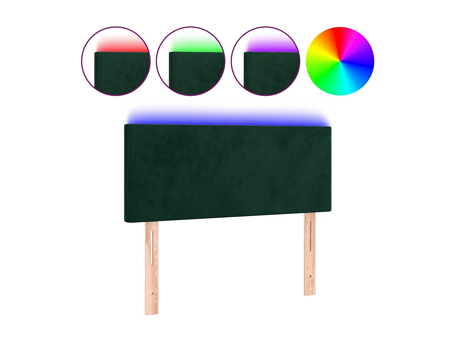 Tête de lit à LED Vert foncé 100x5x78/88 cm Velours