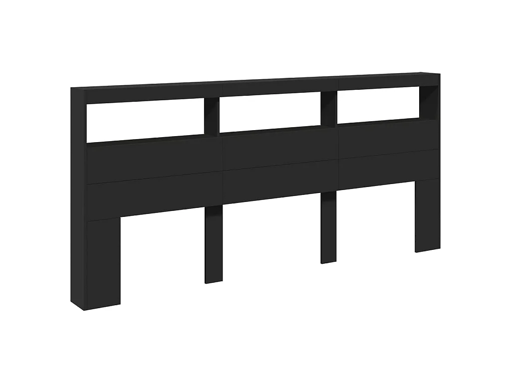 Armoire tête de lit avec LED noir 220x17x102 cm