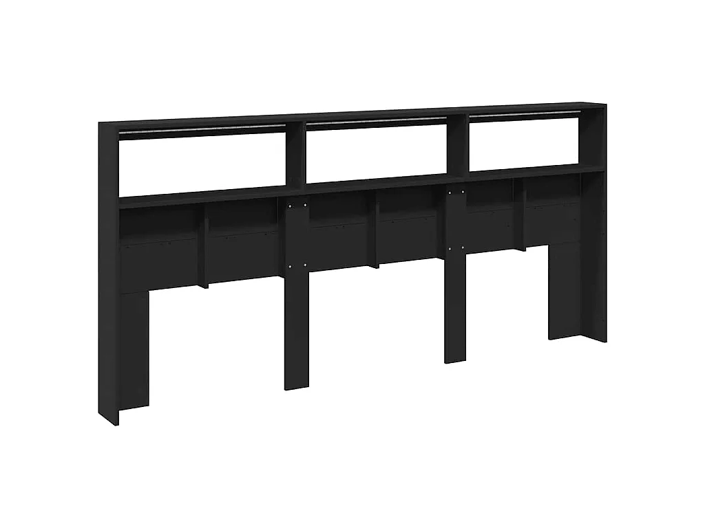 Armoire tête de lit avec LED noir 220x17x102 cm