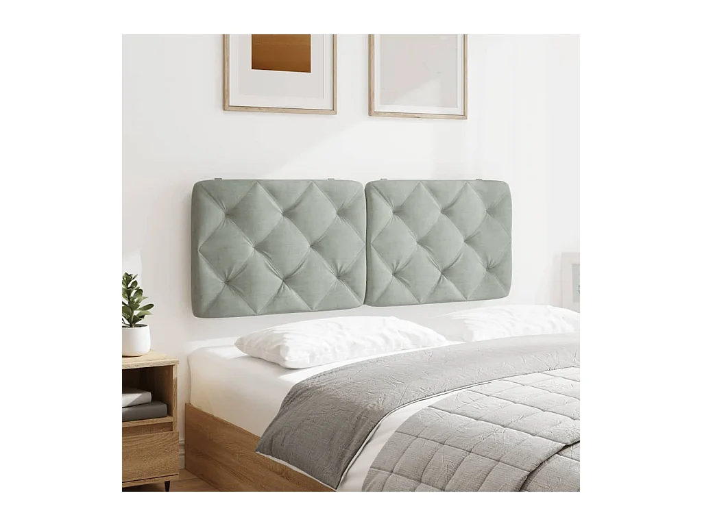 Kopfteil-Kissen Hellgrau 140 cm Samt