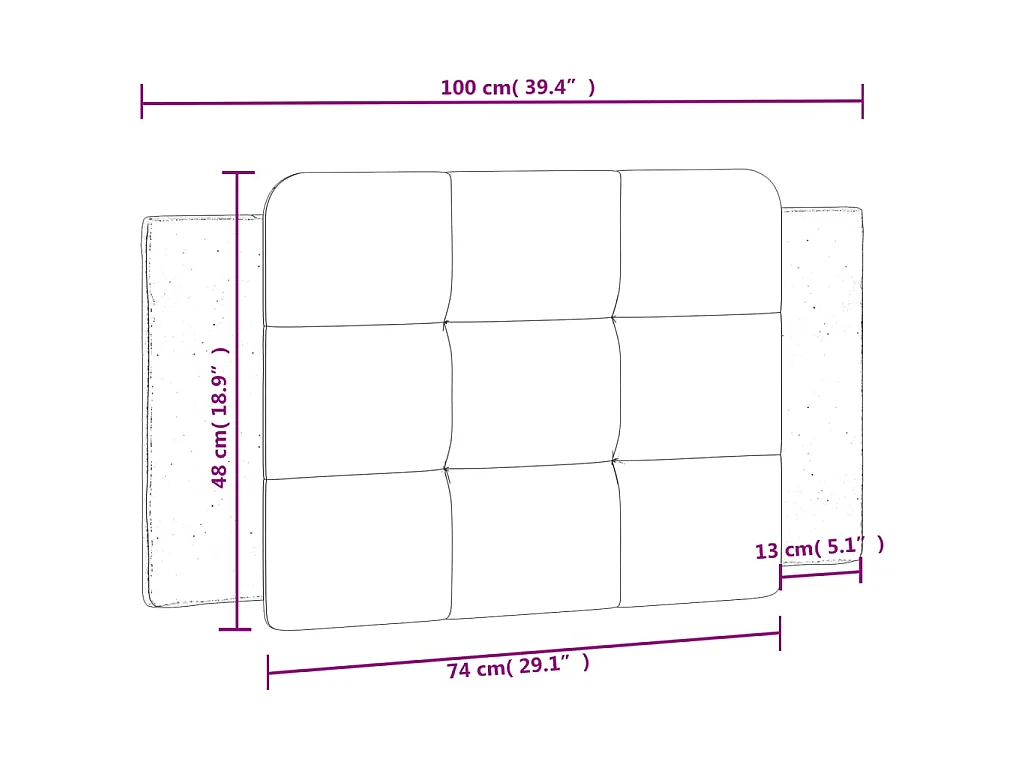 Coussin de tête de lit Zadar noir et blanc 100 cm similicuir