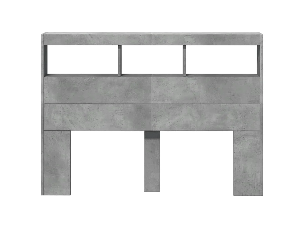 Armoire tête de lit avec LED gris béton 140x17x102 cm