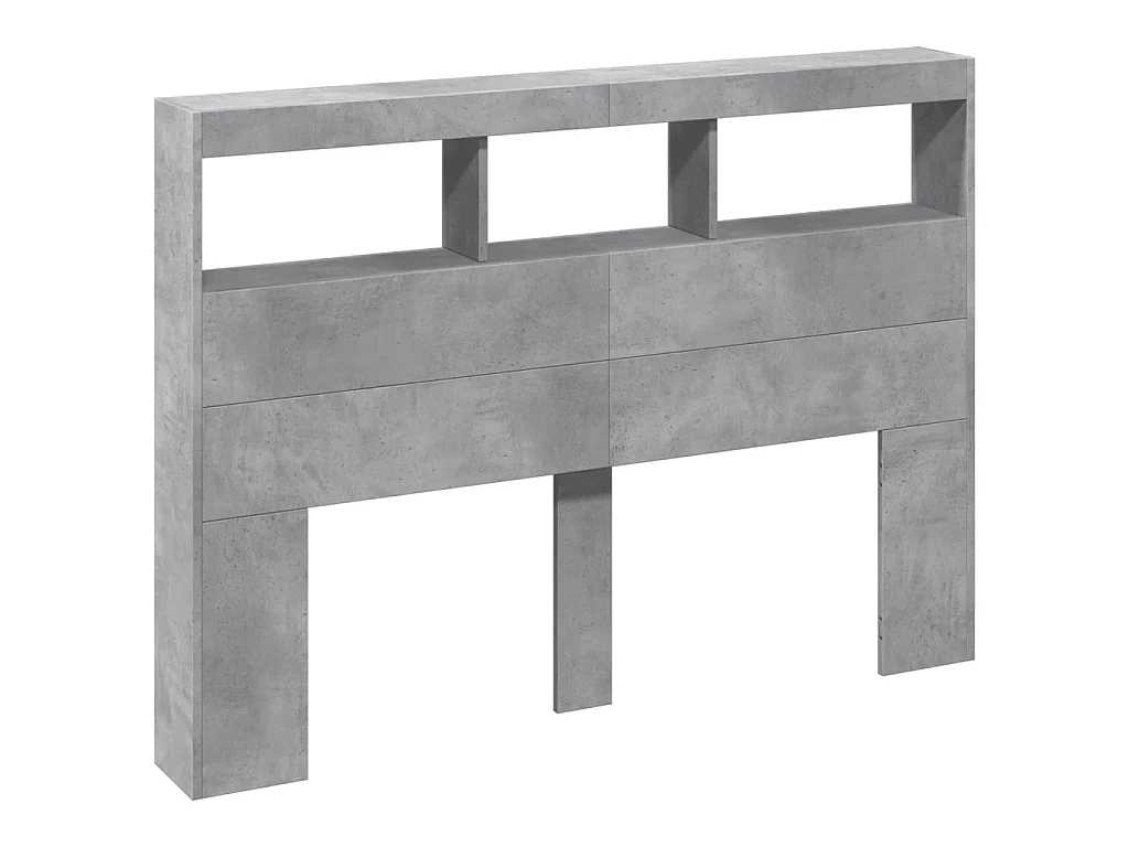 Armoire tête de lit avec LED gris béton 140x17x102 cm