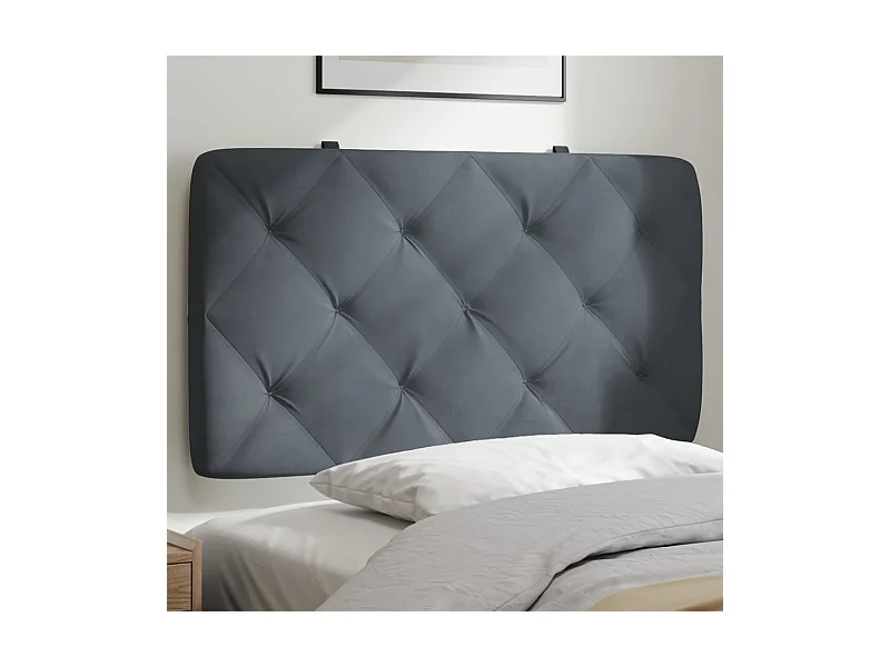 Hoofdbordkussen 90 cm fluweel donkergrijs